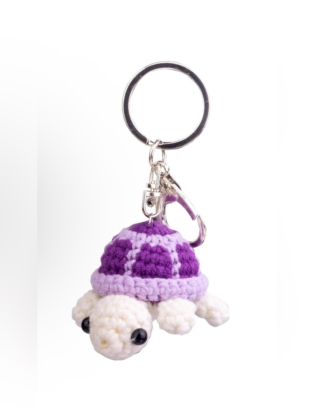 $25.00- Handmade Crocheted Purple Turtle Bag Charm Keychain